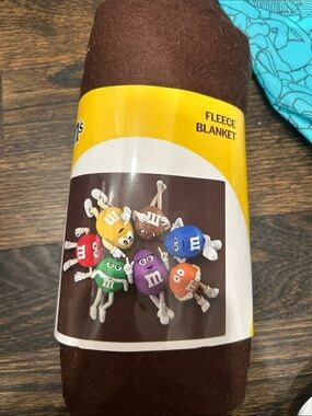 M&M'S Brown Fleece Blanket with Colorful M&M Characters
